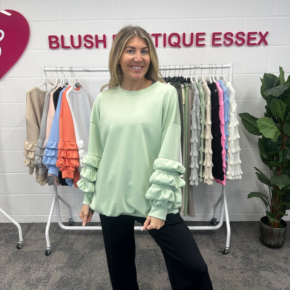 Juni Ruffle Sweatshirt - Blush Boutique Essex