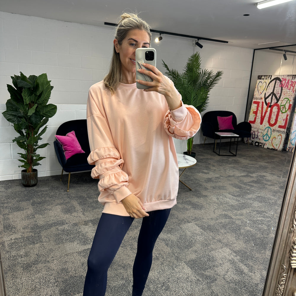 Juni Ruffle Sweatshirt - Blush Boutique Essex