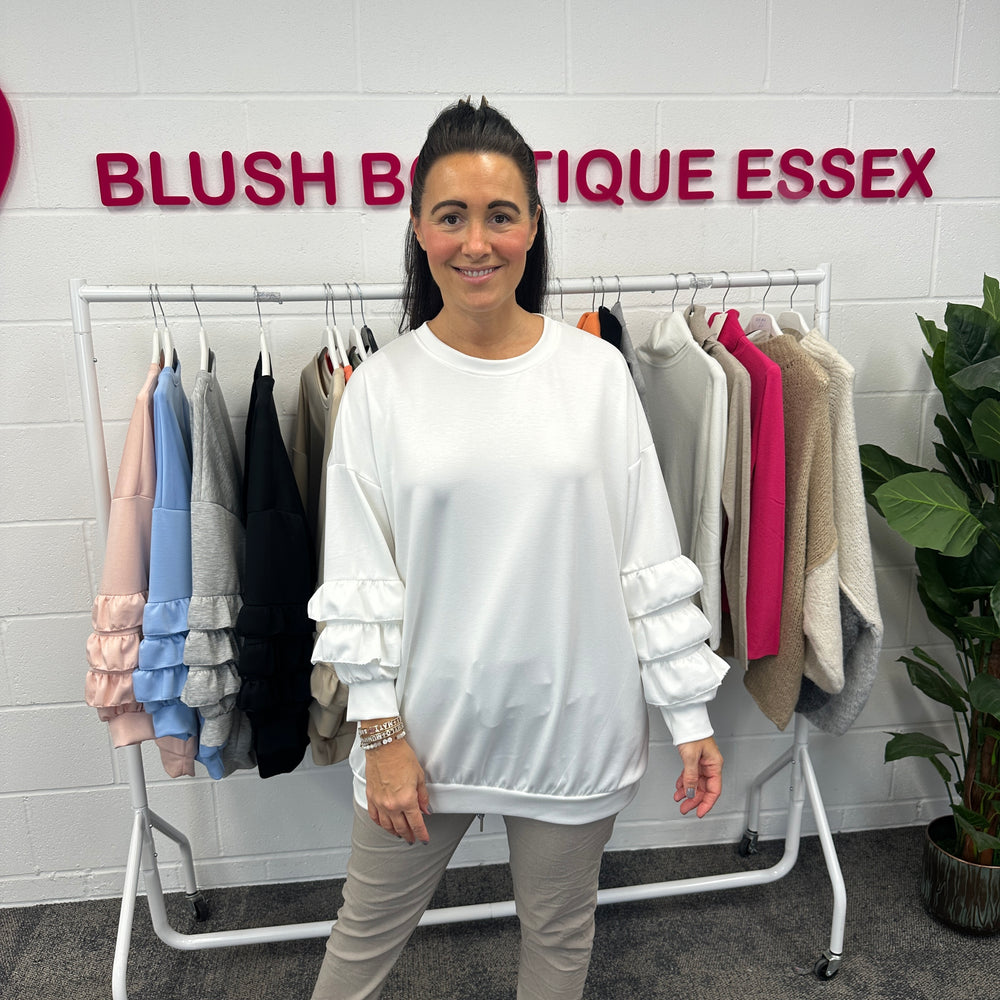 Juni Ruffle Sweatshirt - Blush Boutique Essex
