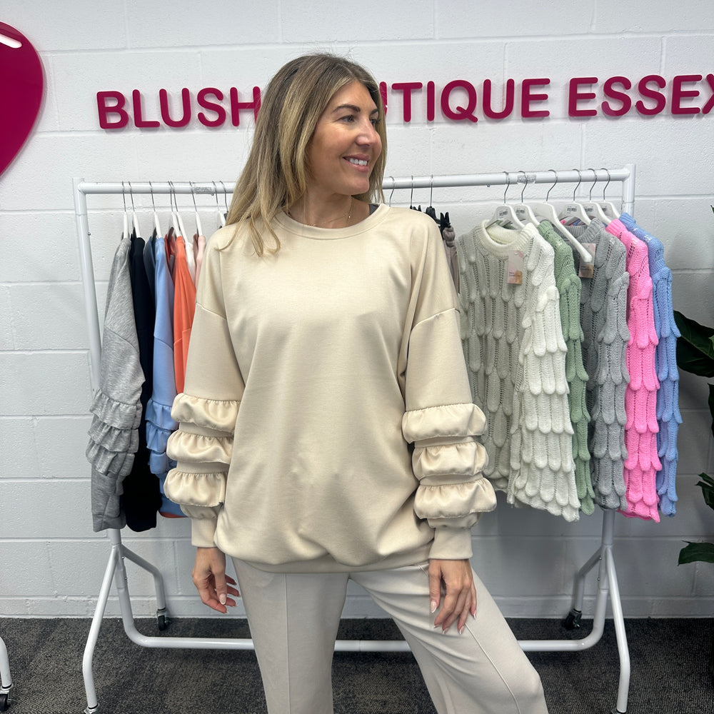 Juni Ruffle Sweatshirt - Blush Boutique Essex