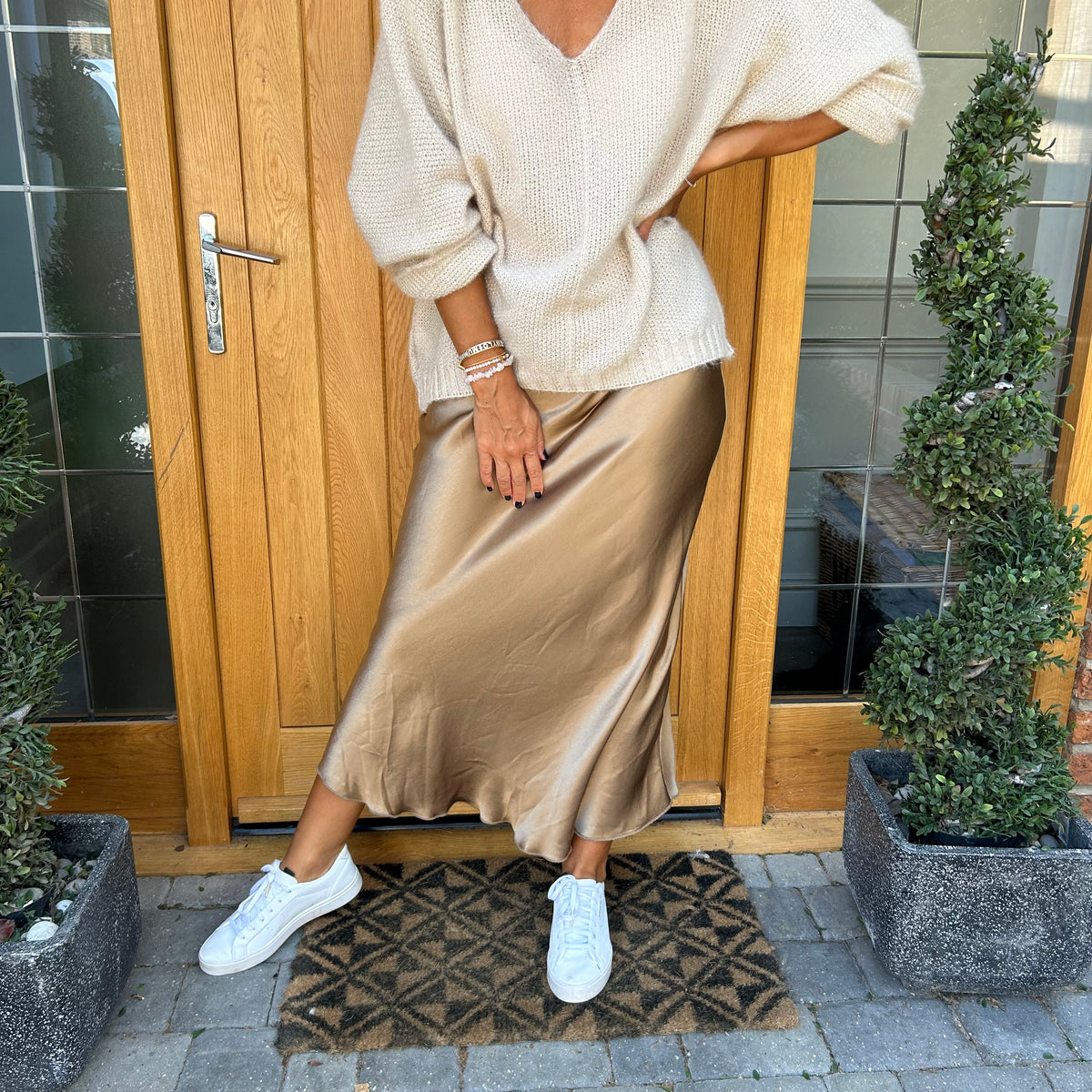 Satin midi skirt - Blush Boutique Essex