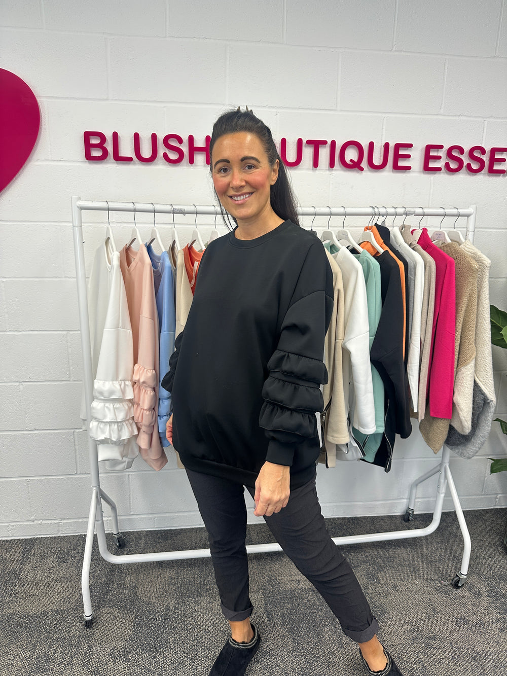 Juni Ruffle Sweatshirt - Blush Boutique Essex