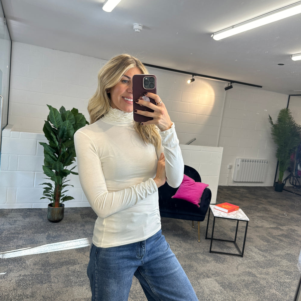 Ruche Roll Neck - Blush Boutique Essex