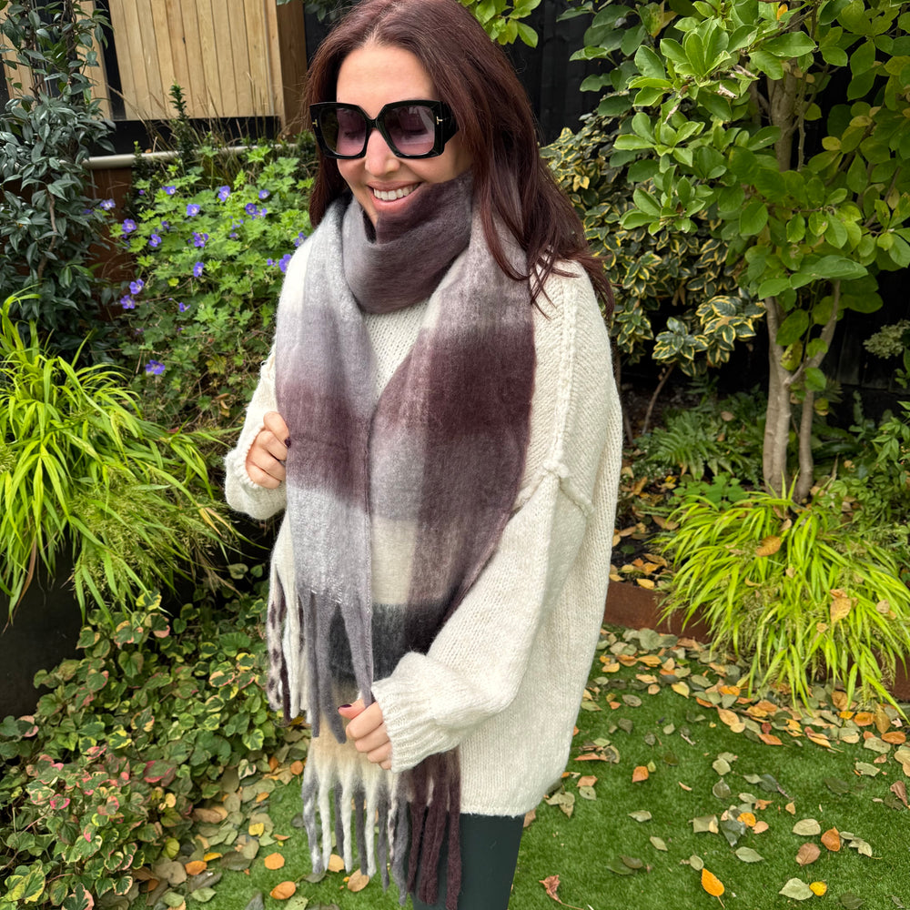 Chunky check Scarf - Blush Boutique Essex