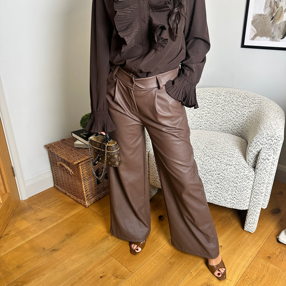 Erica Faux Leather Trousers - Blush Boutique Essex