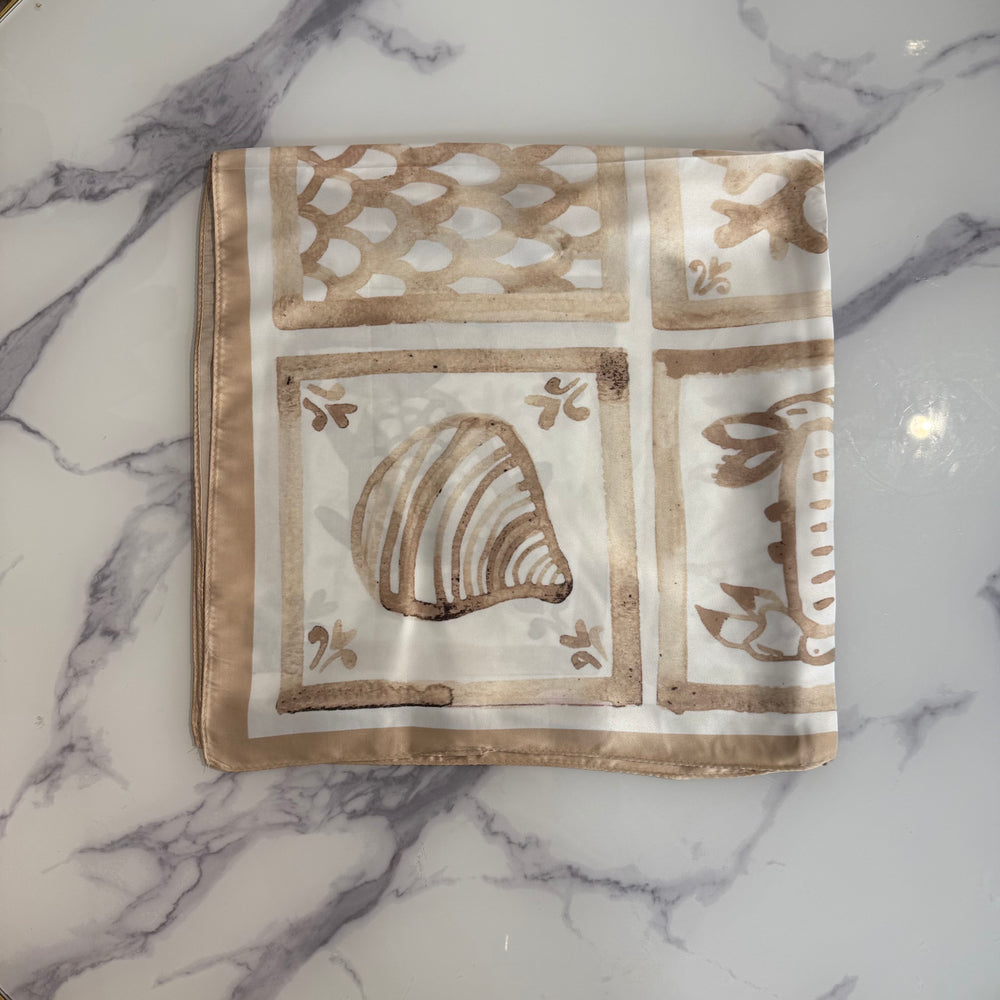 Beach print Satin neck tie - Blush Boutique Essex