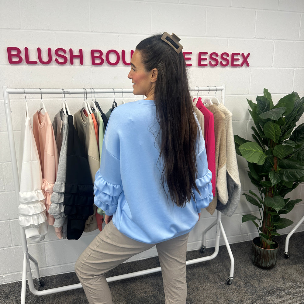 Juni Ruffle Sweatshirt - Blush Boutique Essex
