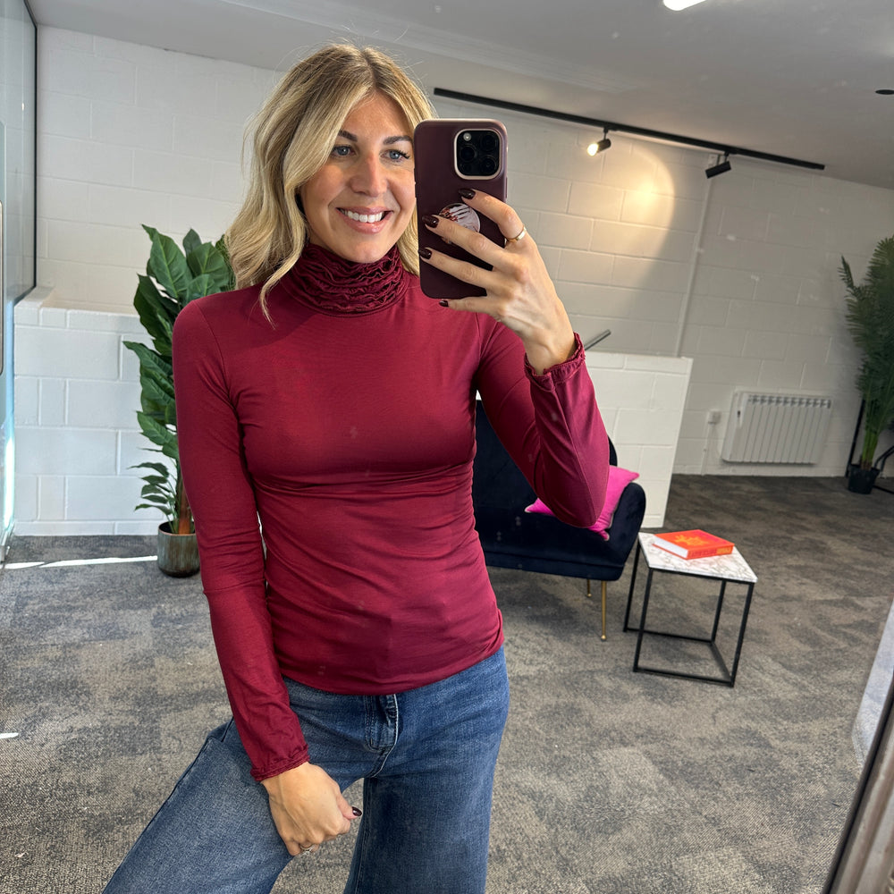 Ruche Roll Neck - Blush Boutique Essex