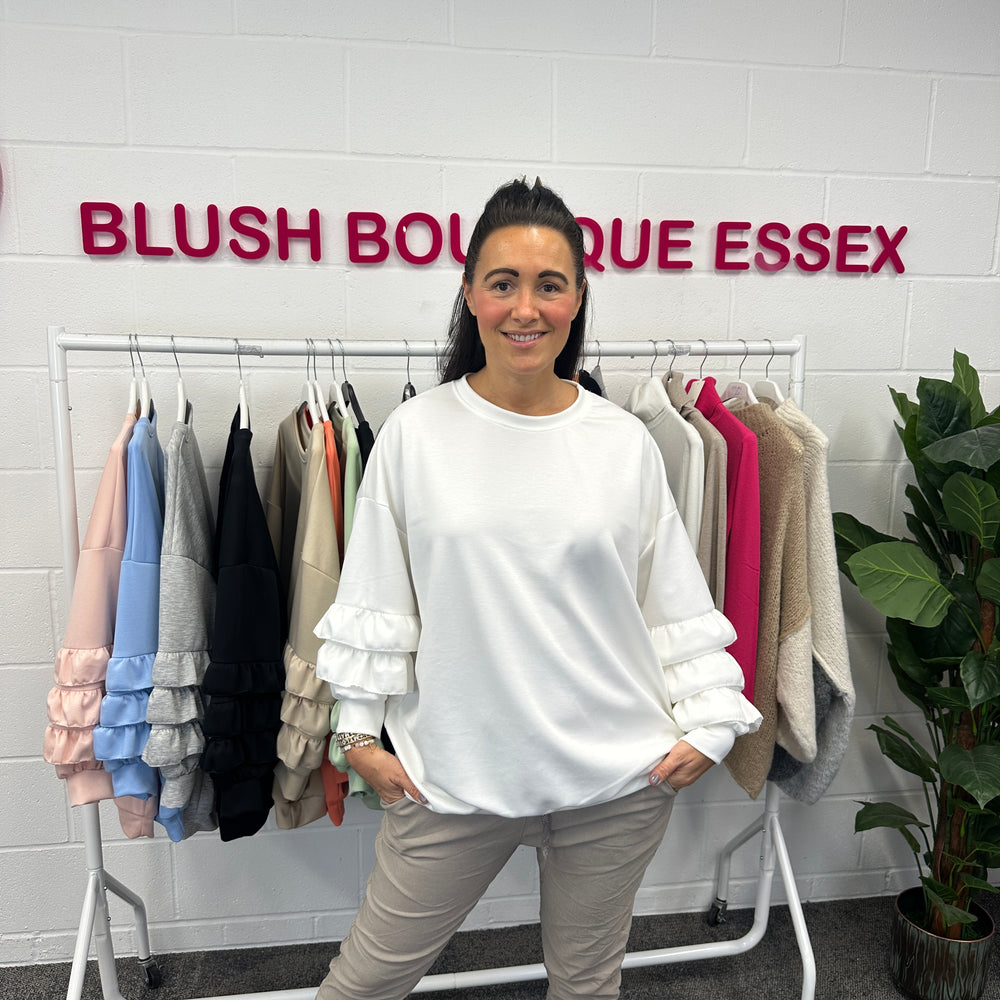 Juni Ruffle Sweatshirt - Blush Boutique Essex