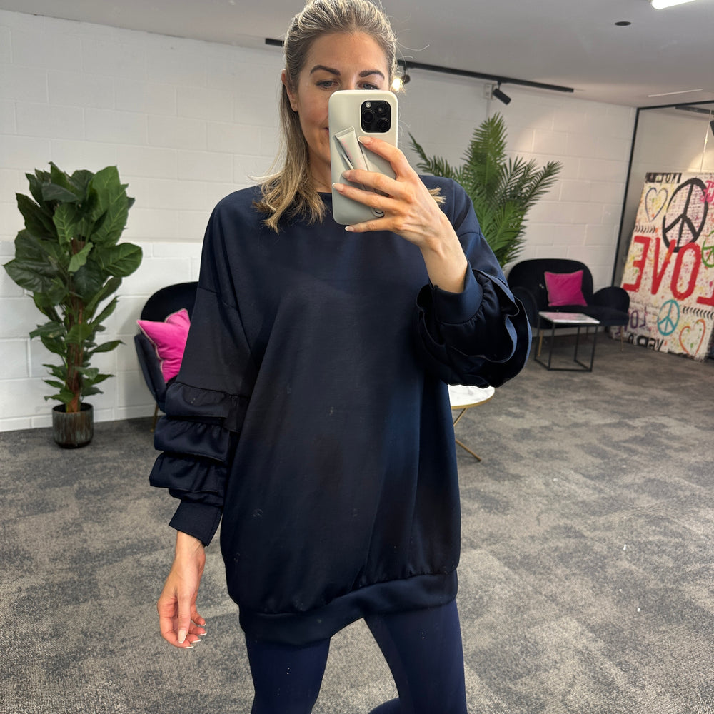 Juni Ruffle Sweatshirt - Blush Boutique Essex