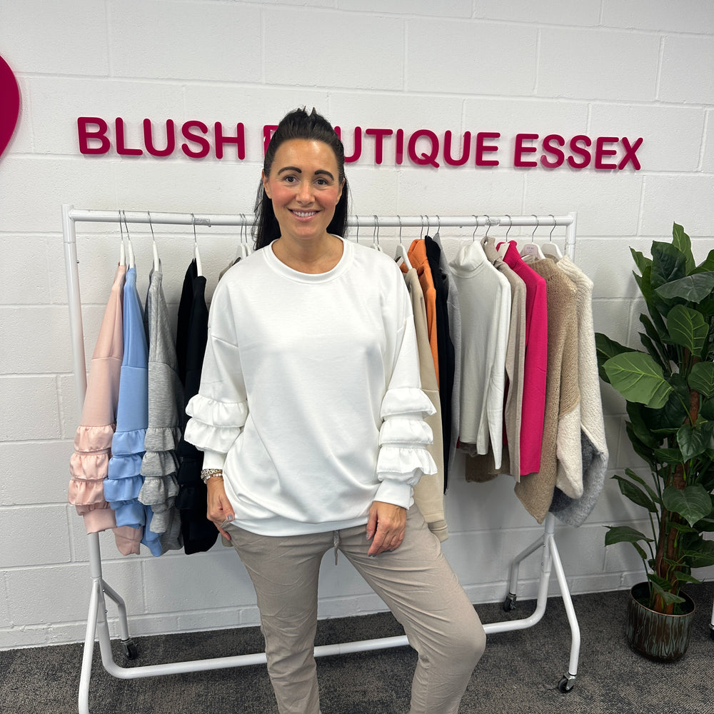 Juni Ruffle Sweatshirt - Blush Boutique Essex