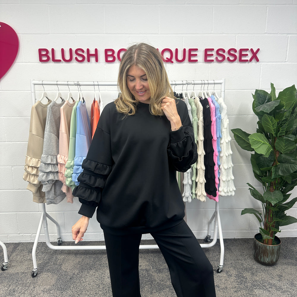 Juni Ruffle Sweatshirt - Blush Boutique Essex