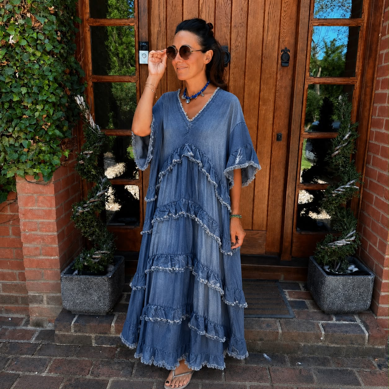 Martha Denim Frayed Dress