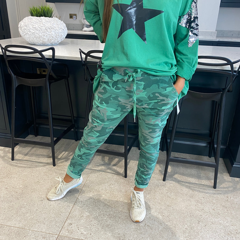 Carli Camo Magic Trousers - Blush Boutique Essex