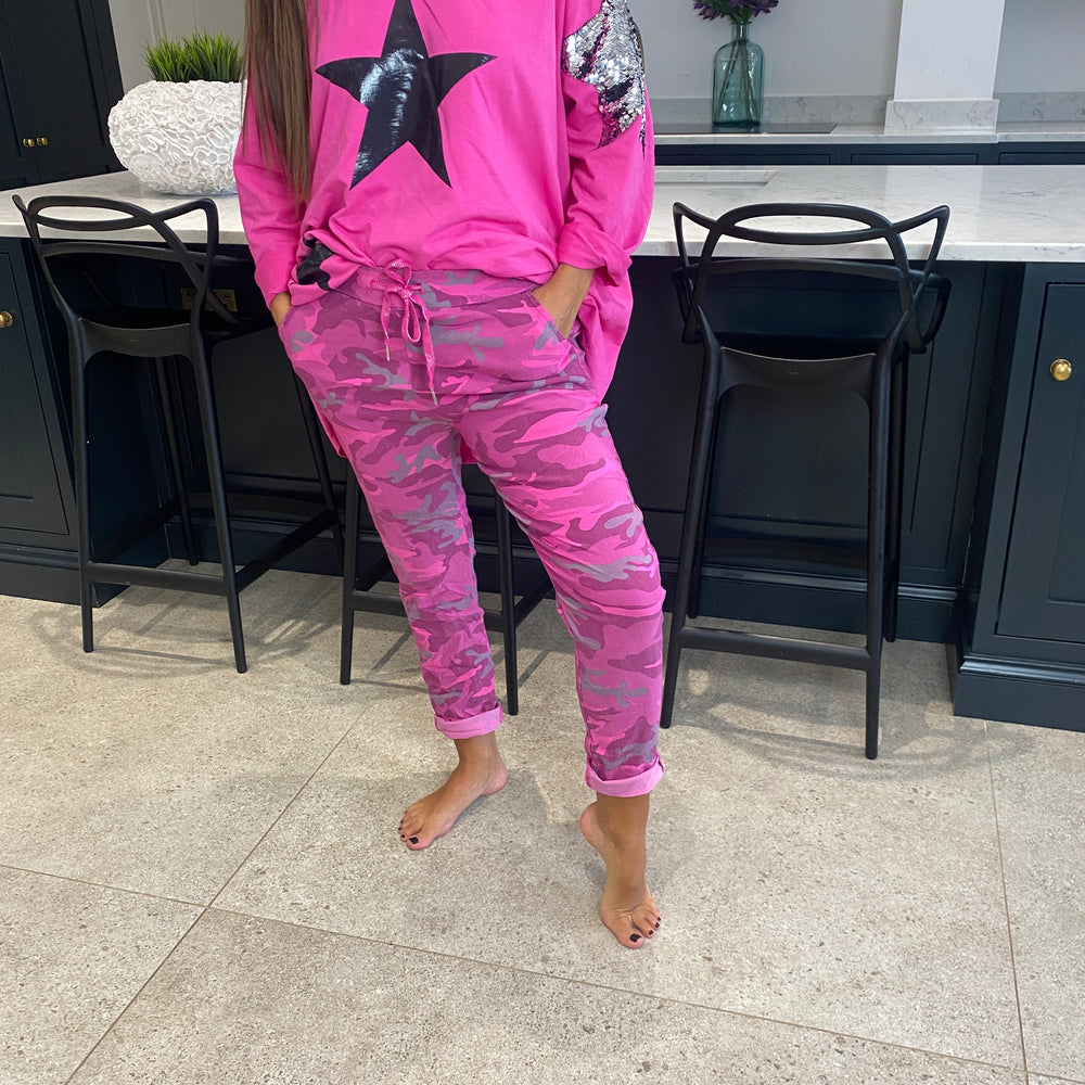 Carli Camo Magic Trousers - Blush Boutique Essex