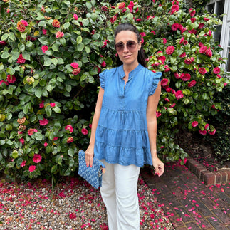 Jodie Denim Top - Blush Boutique Essex
