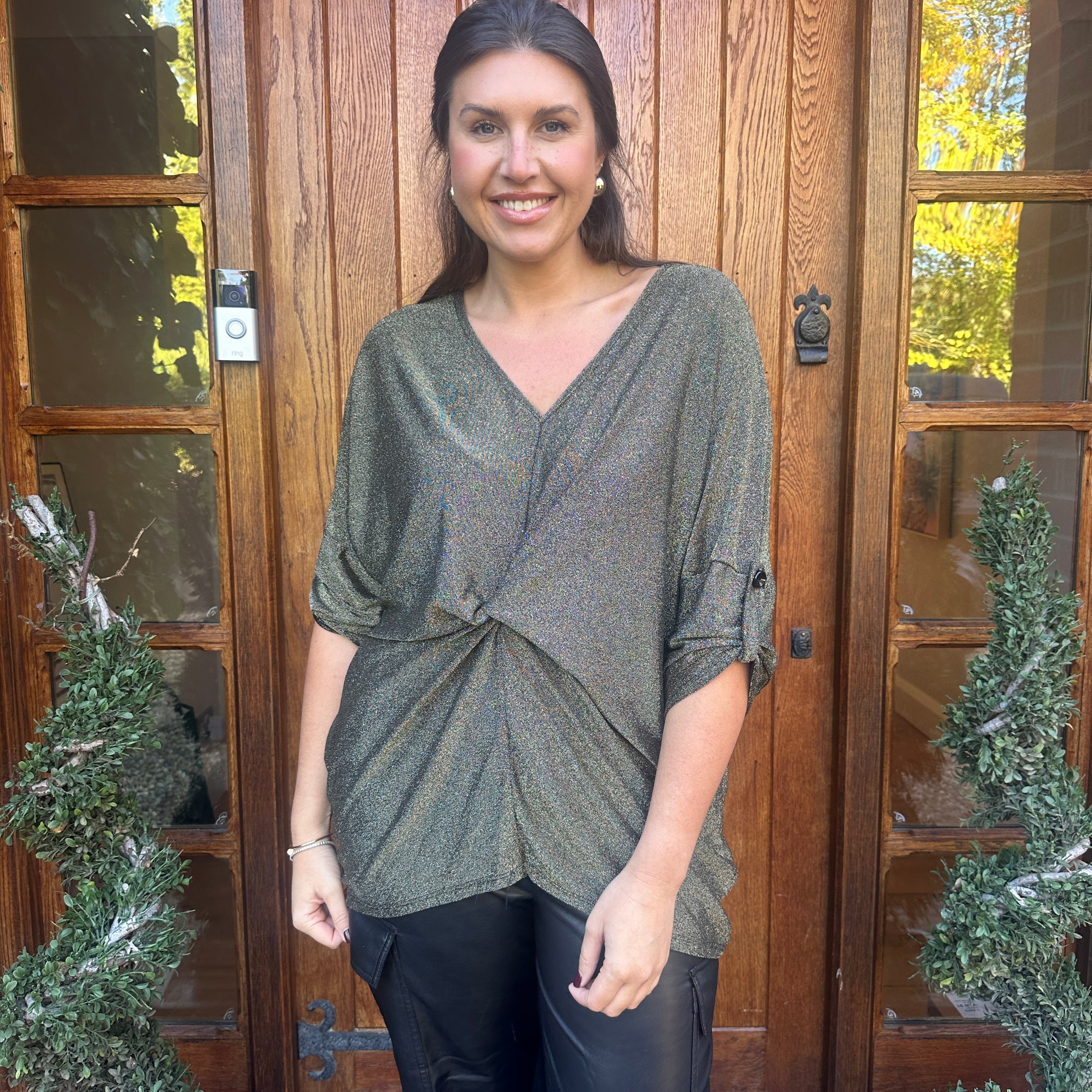 Hollie Lurex Knot Top - Blush Boutique Essex