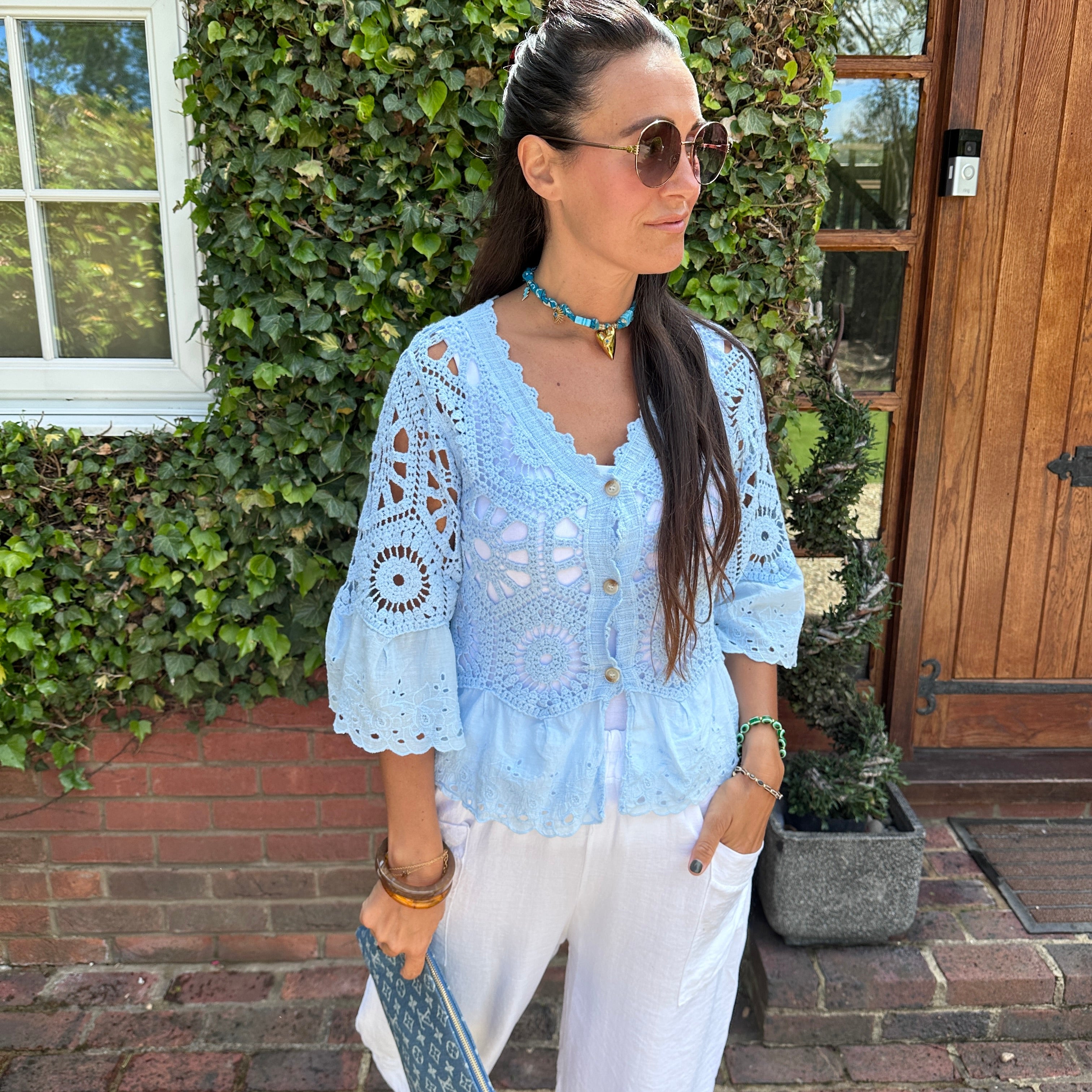 Zoe Crochet Cardigan - Blush Boutique Essex