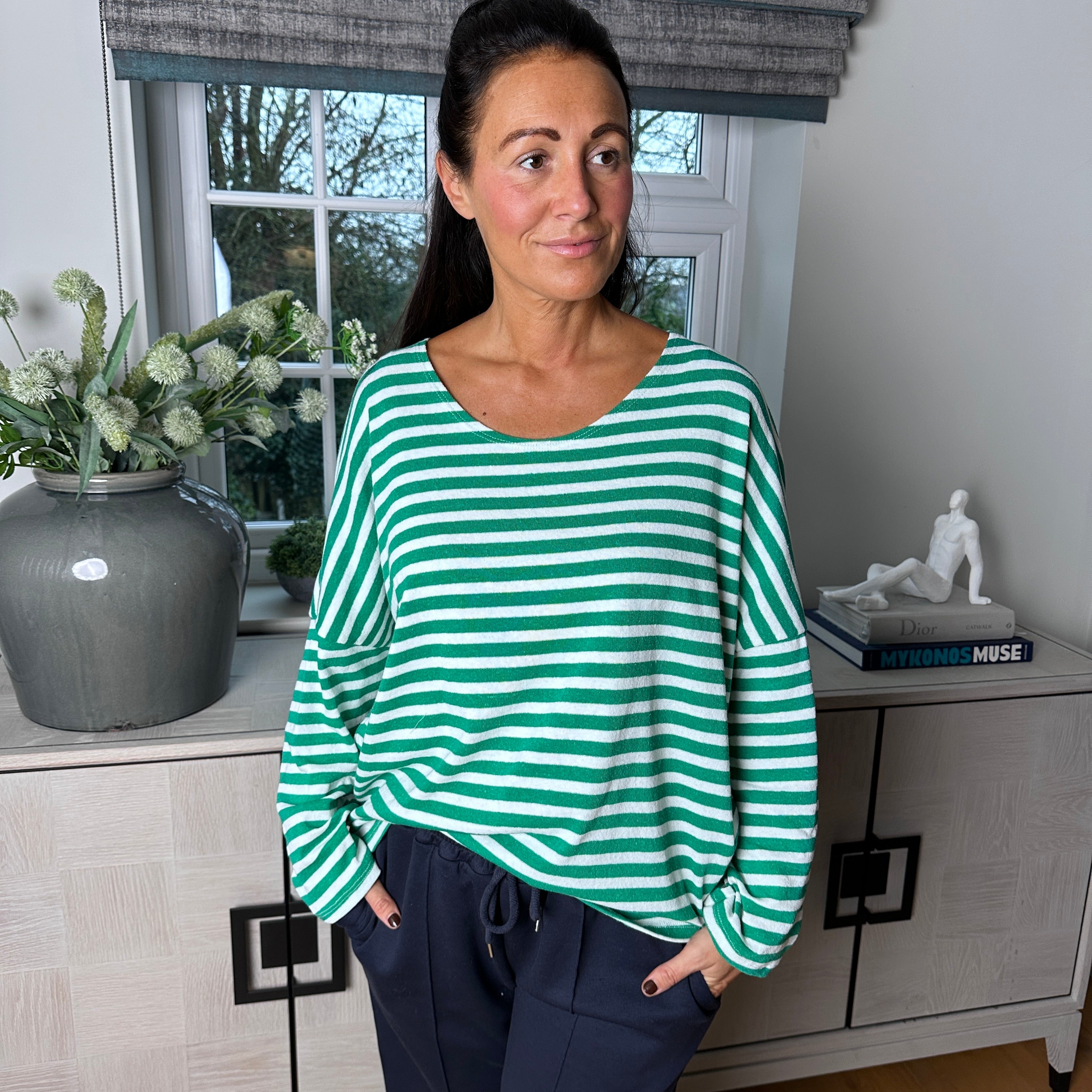 Jules stripe long sleeve T shirt - Blush Boutique Essex