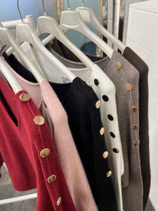 Ingrid Button Knit - Blush Boutique Essex