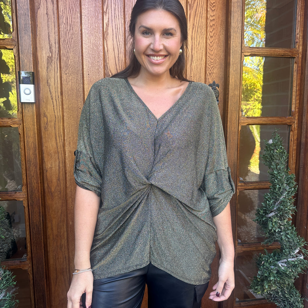 Hollie Lurex Knot Top - Blush Boutique Essex
