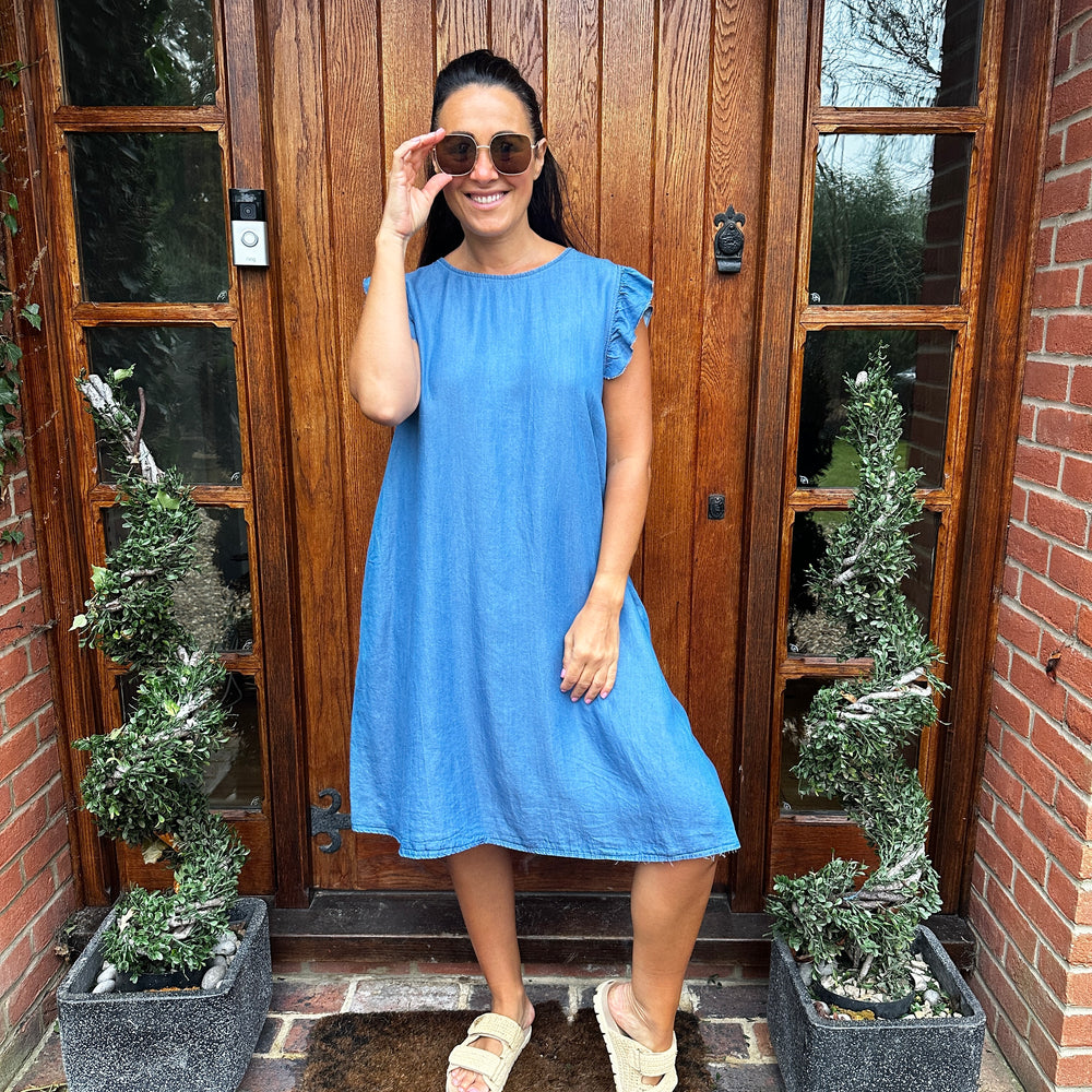 Dulce Denim Dress - Blush Boutique Essex