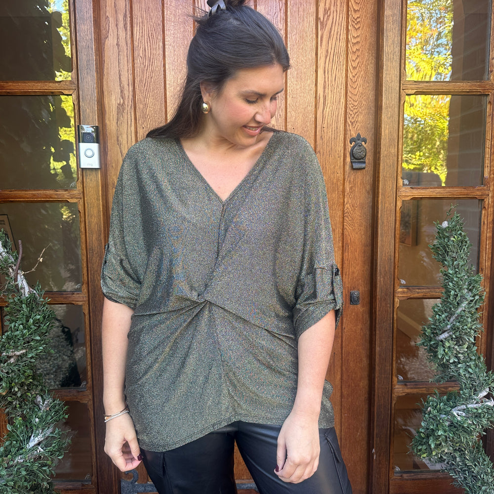 Hollie Lurex Knot Top - Blush Boutique Essex