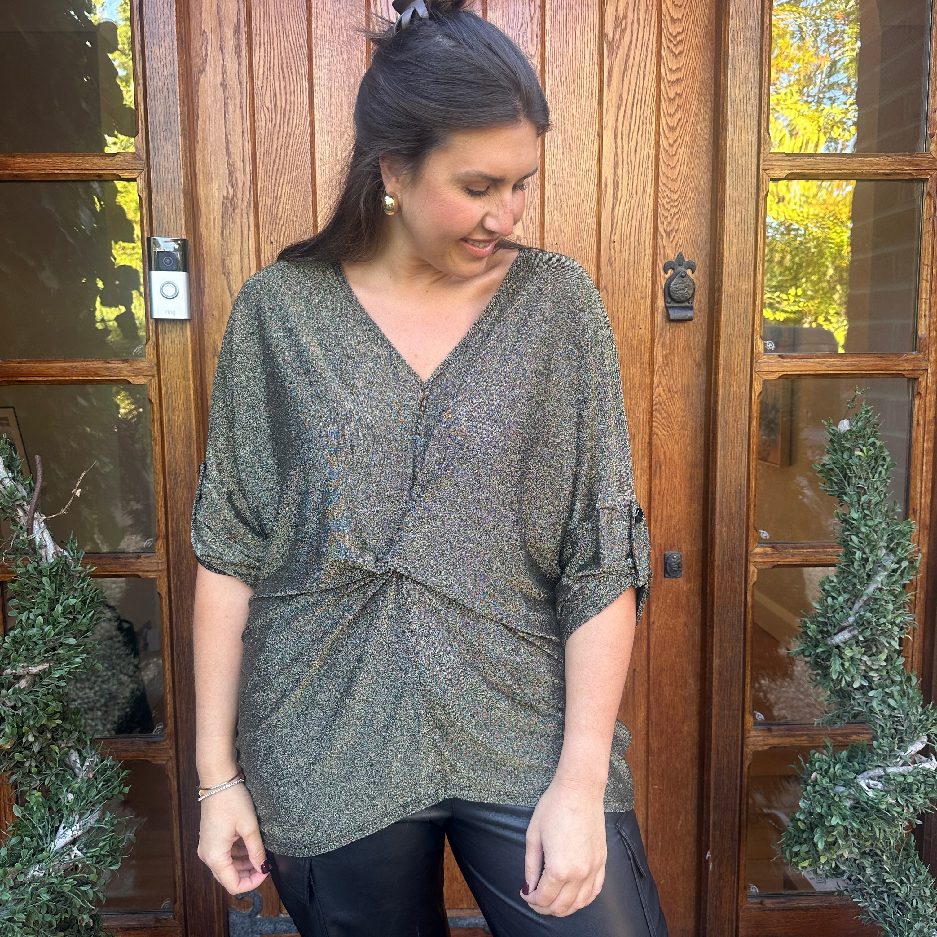 Hollie Lurex Knot Top - Blush Boutique Essex