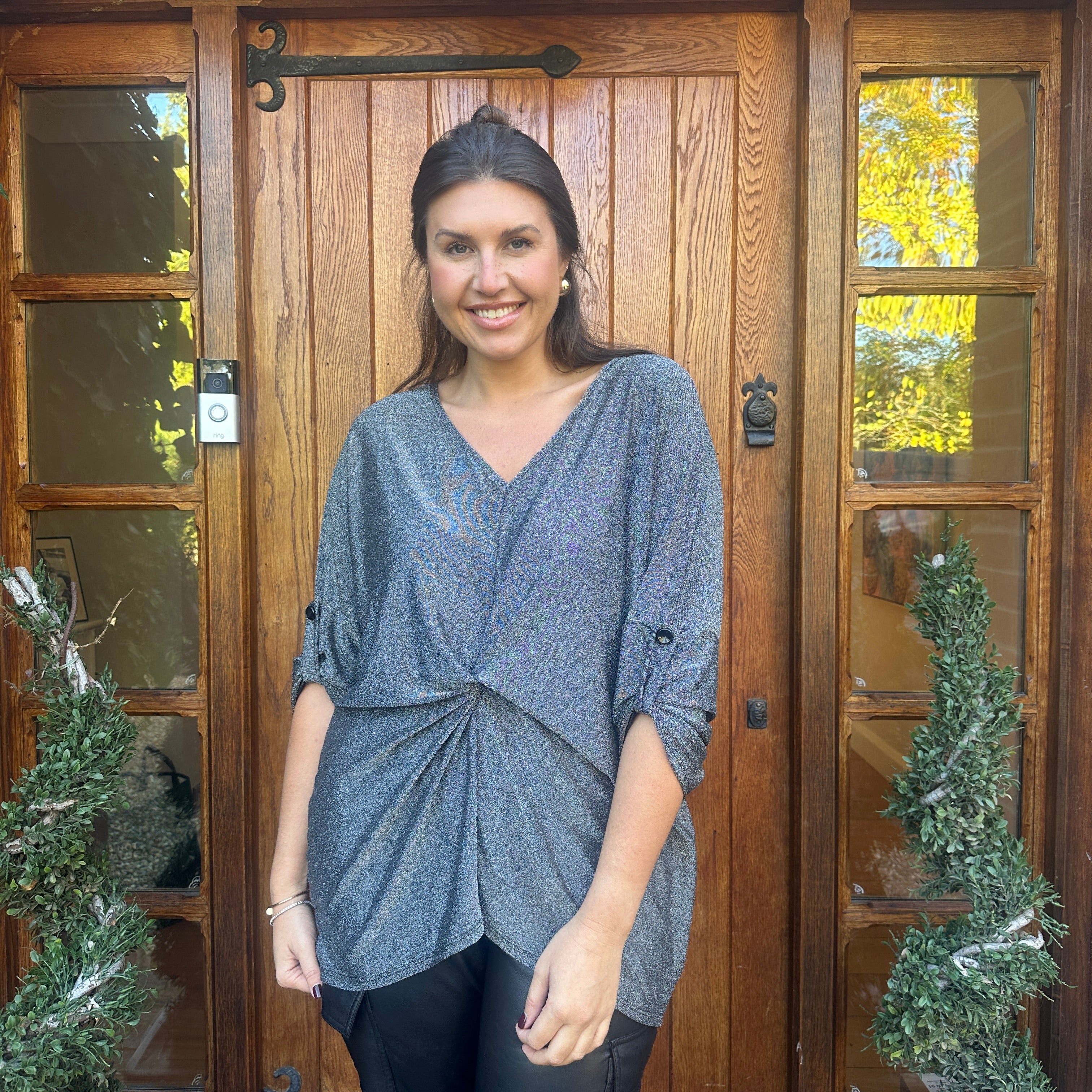 Hollie Lurex Knot Top - Blush Boutique Essex