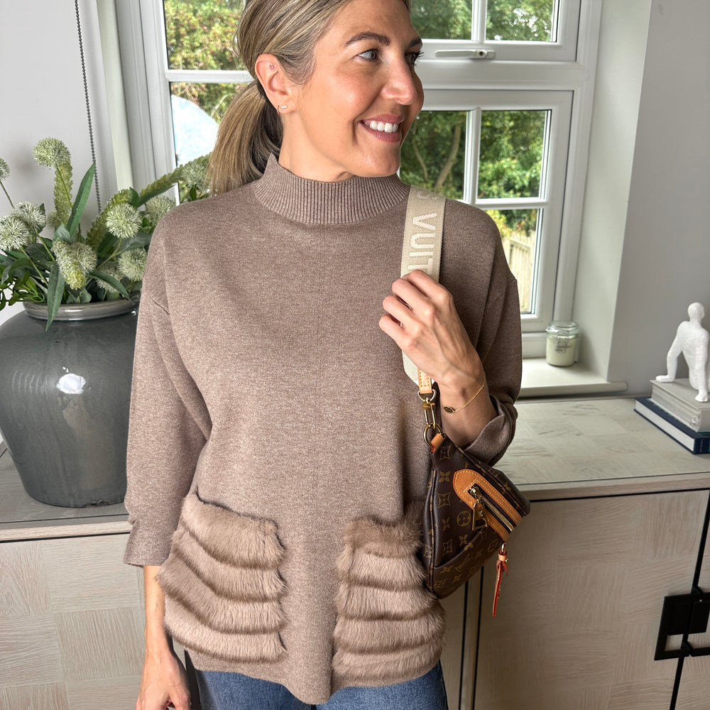 Alma Fur Knit - Blush Boutique Essex