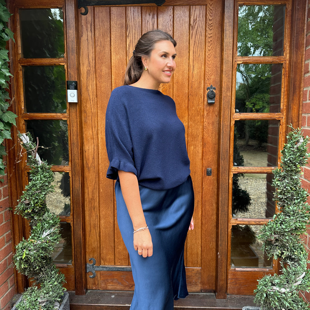 Satin midi skirt