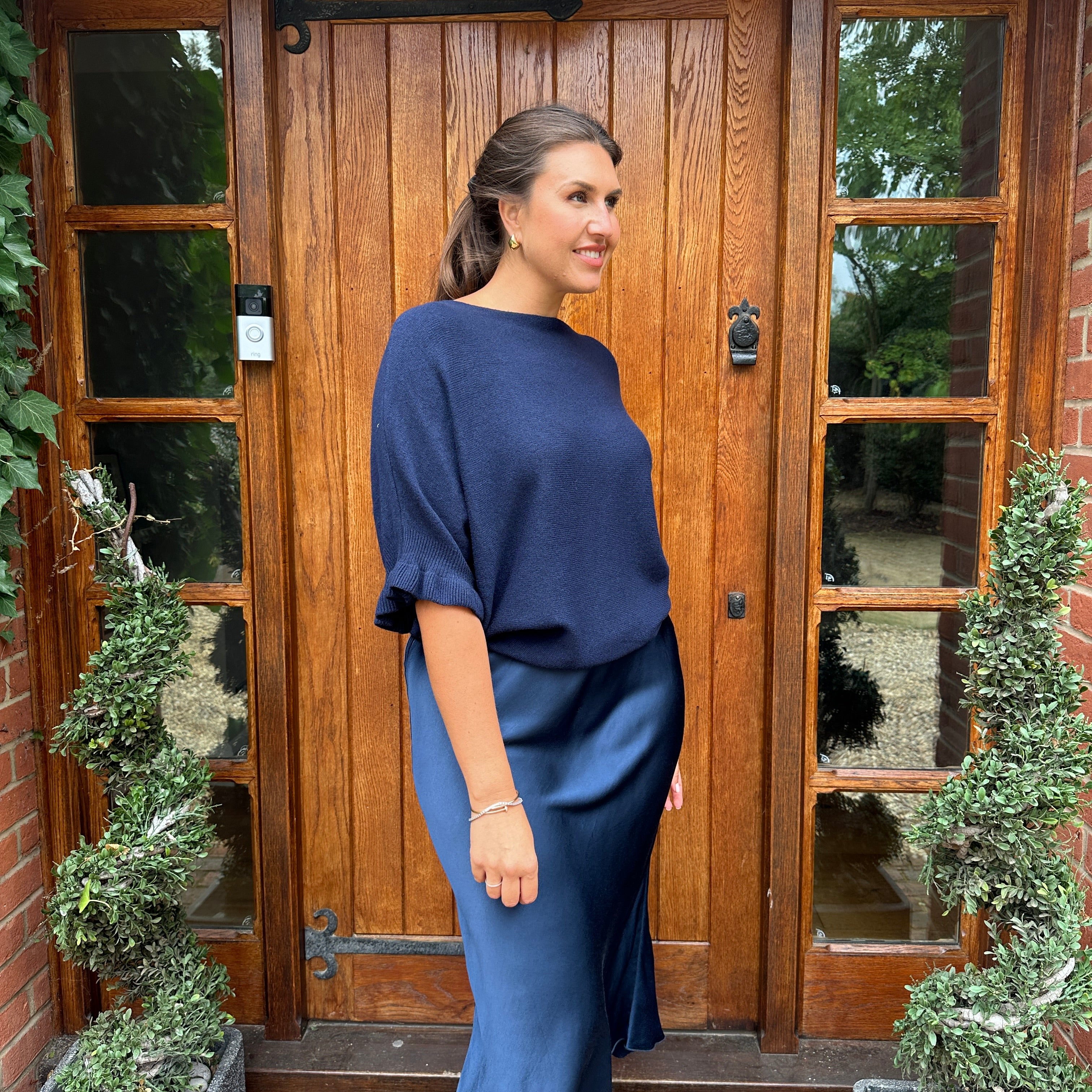 Satin midi skirt