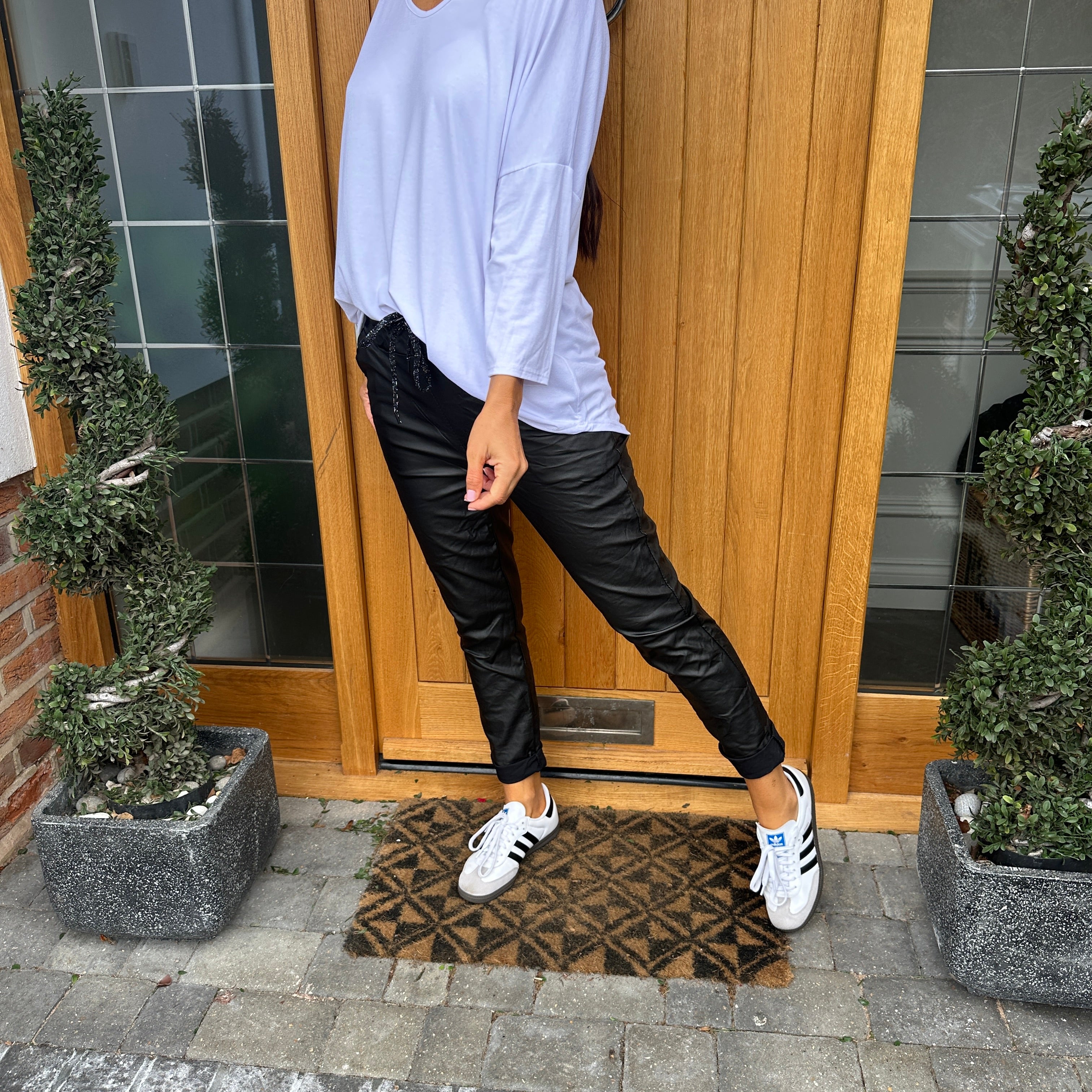 Carli Faux Leather Magic Trousers - Blush Boutique Essex