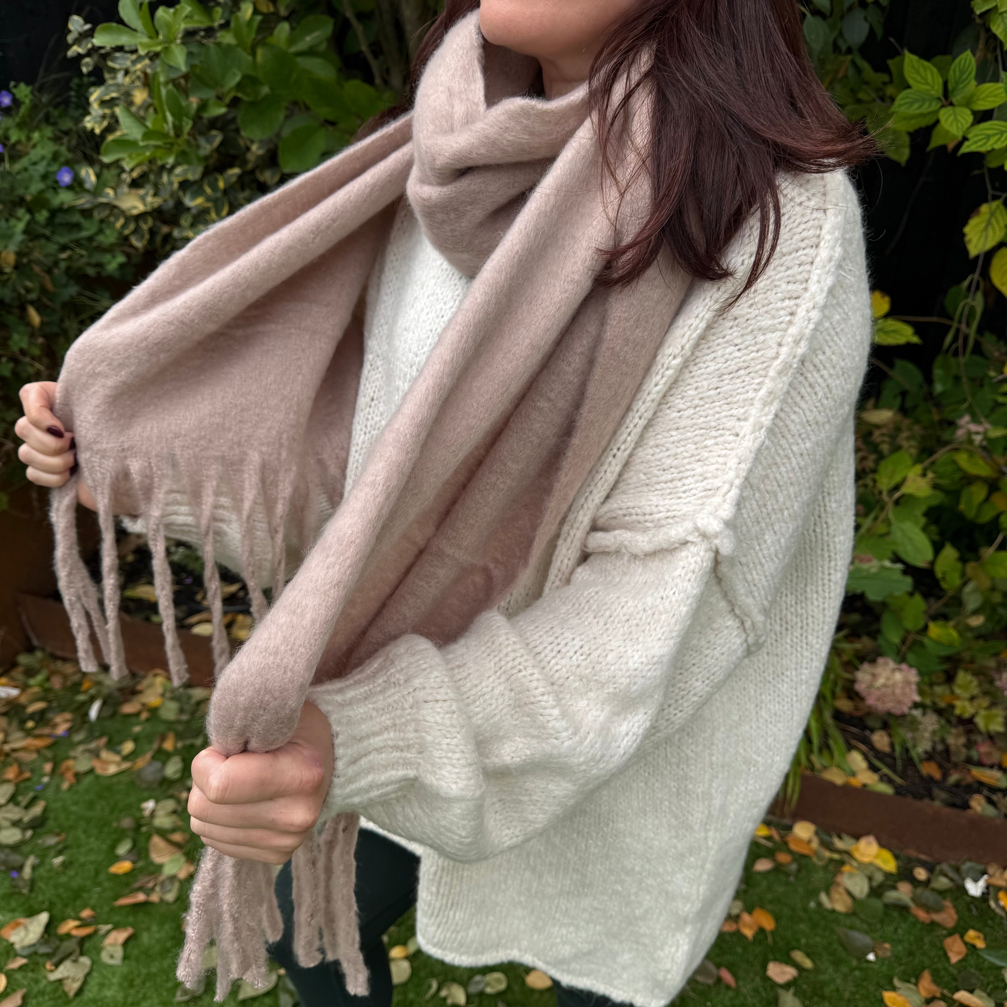 Chunky plain blanket scarf