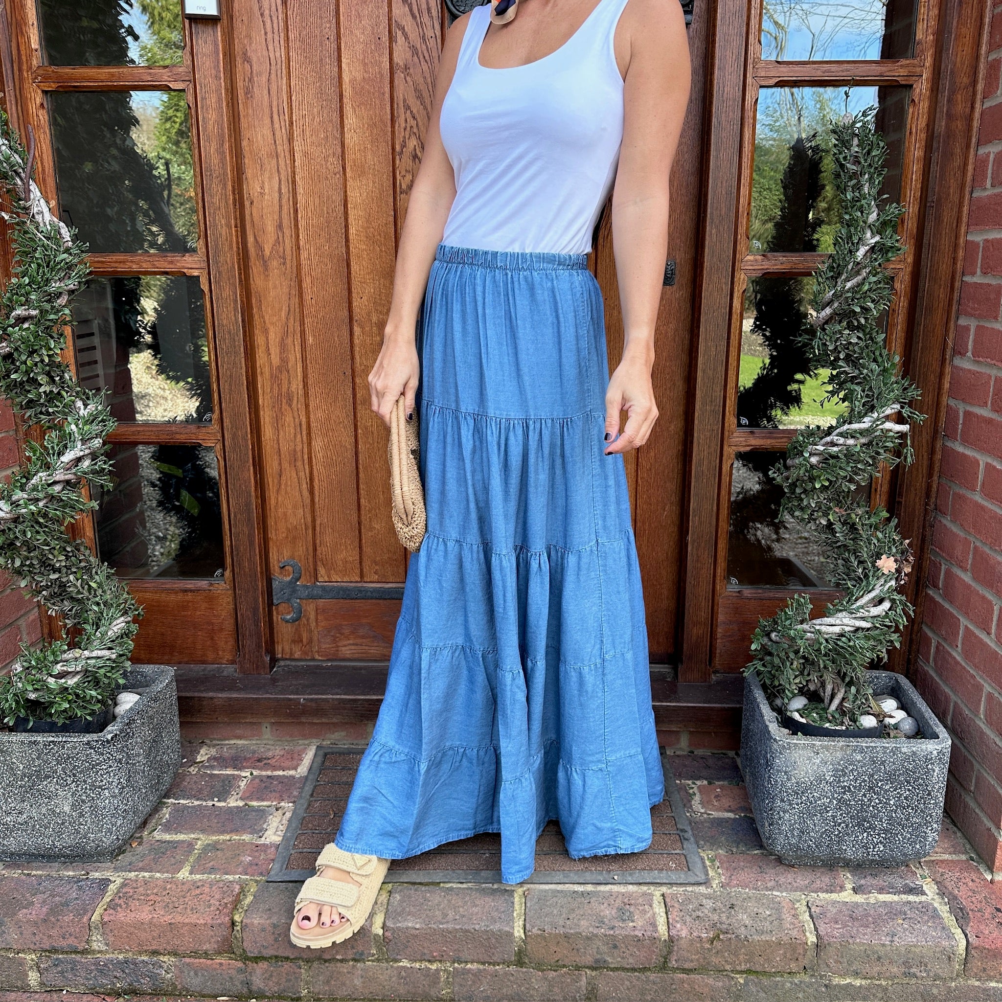 April Denim Maxi Skirt - Blush Boutique Essex