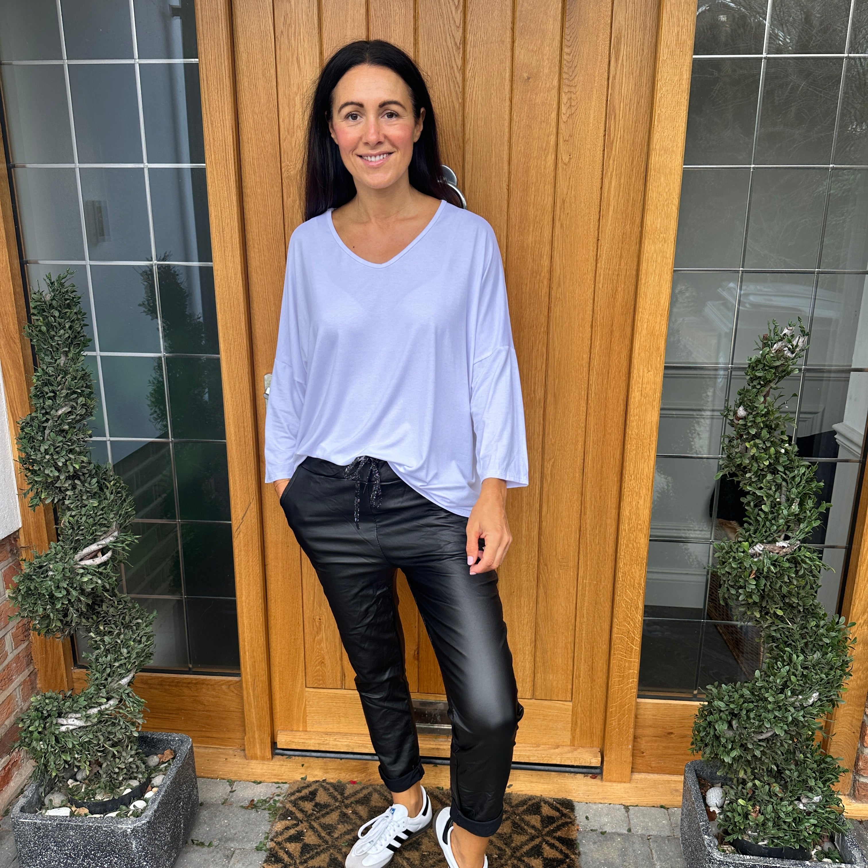 Carli Faux Leather Magic Trousers - Blush Boutique Essex