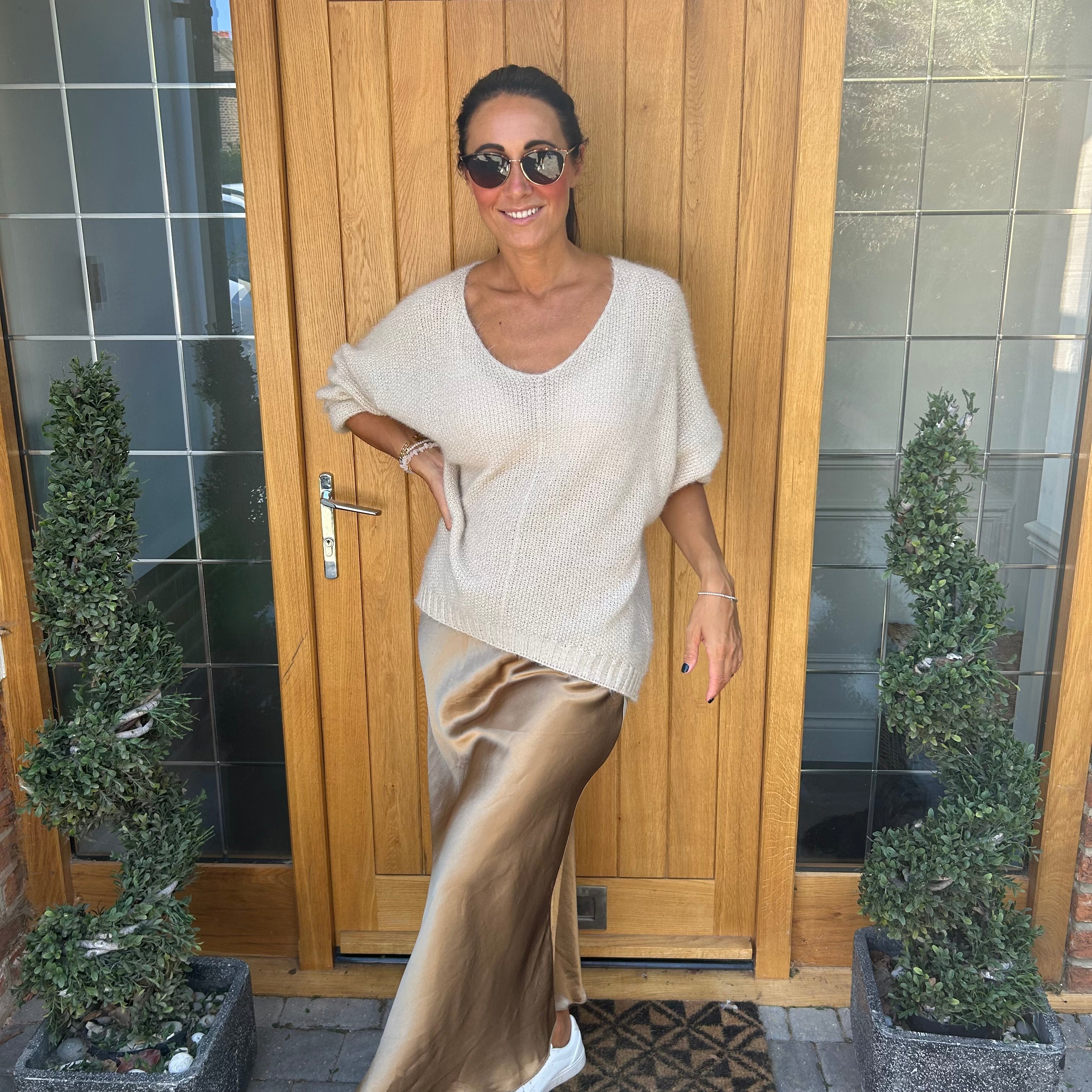 Satin midi skirt - Blush Boutique Essex