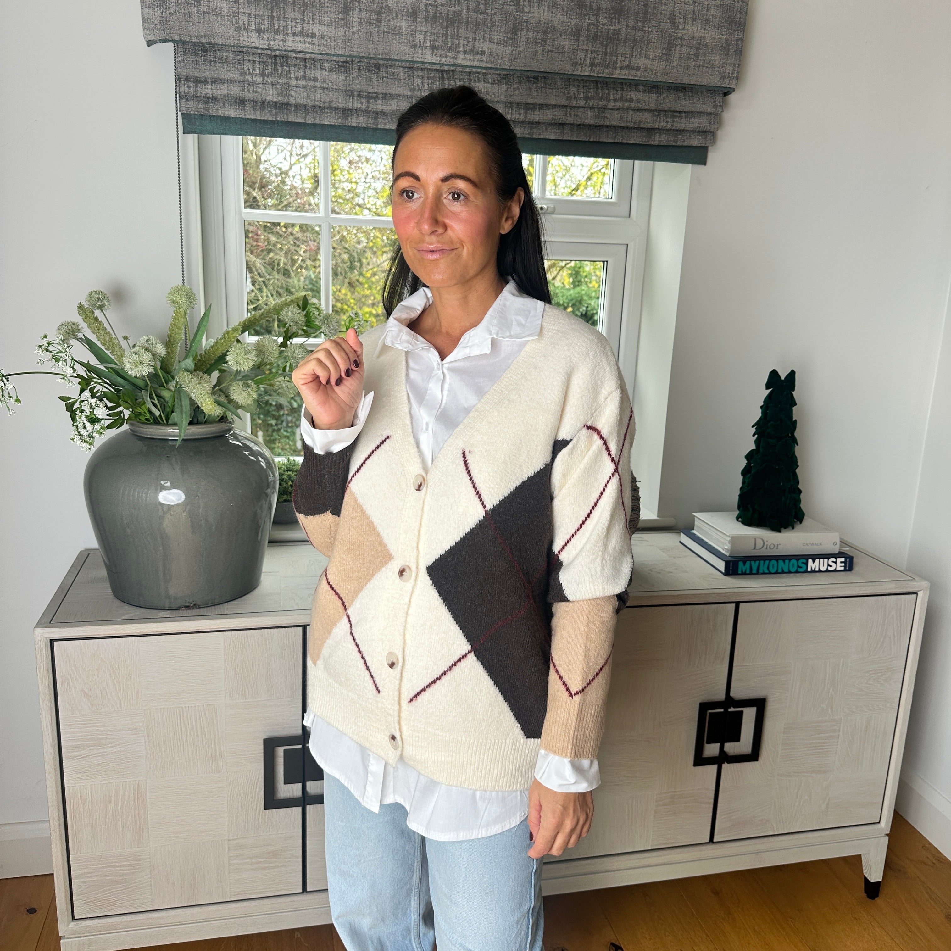 Daisy Argyle Knit Cardigan