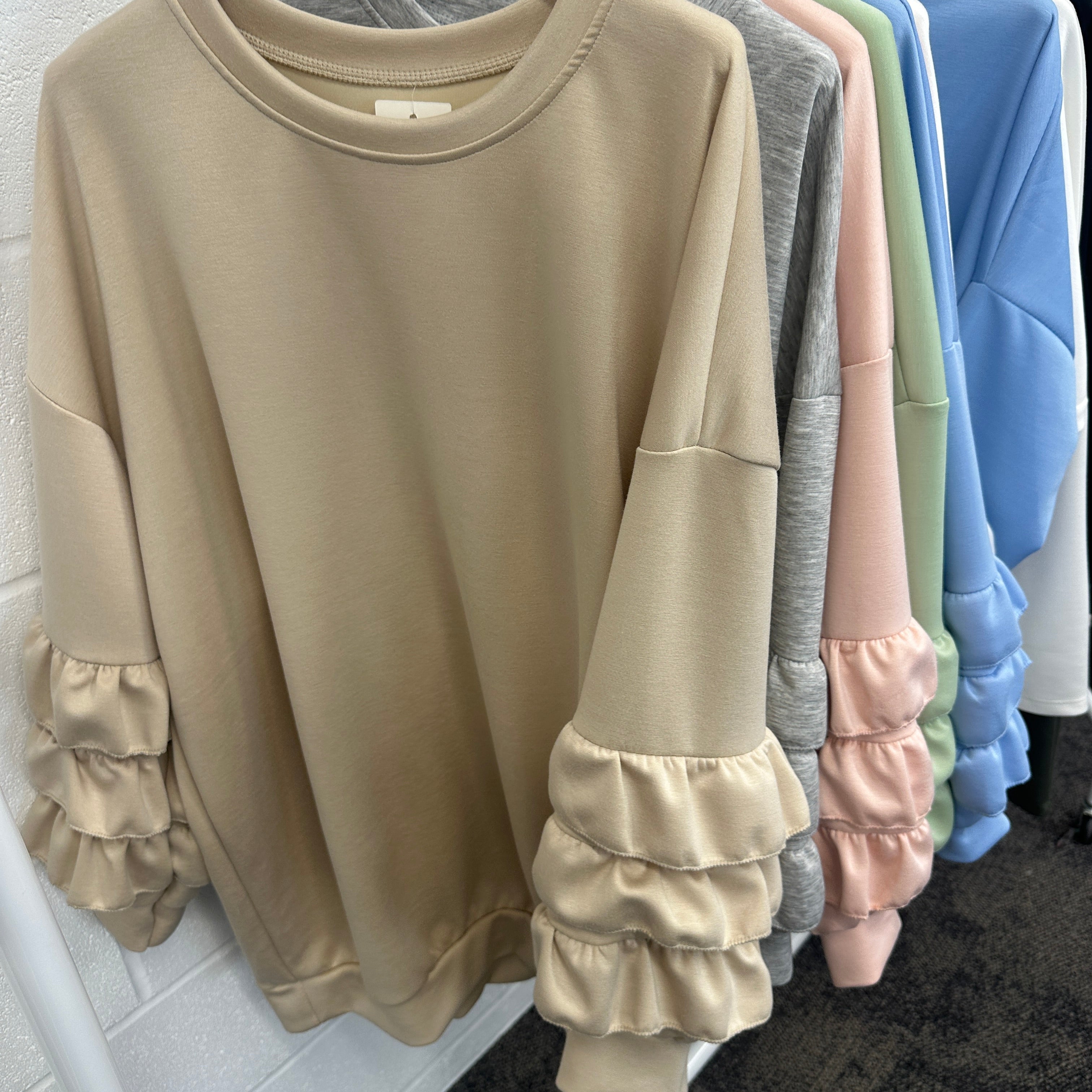Juni Ruffle Sweatshirt - Blush Boutique Essex