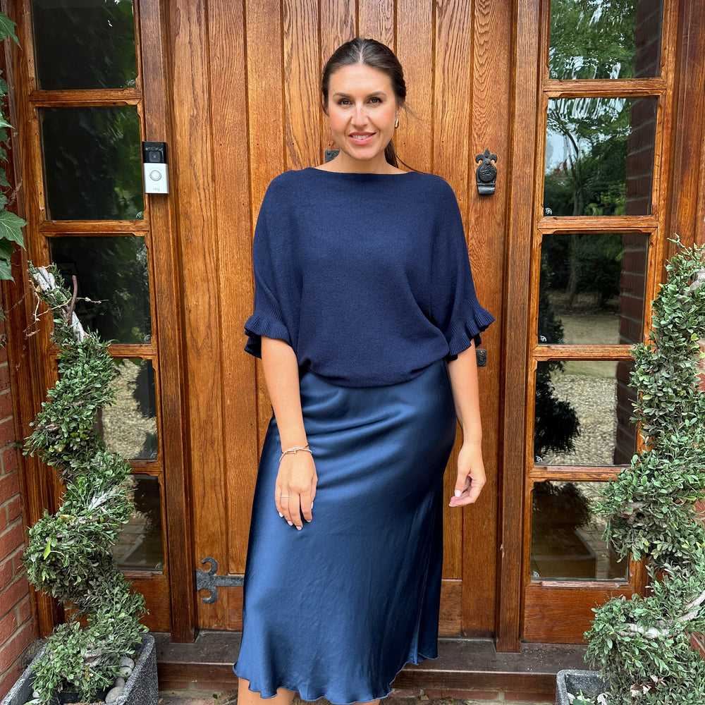 Satin midi skirt