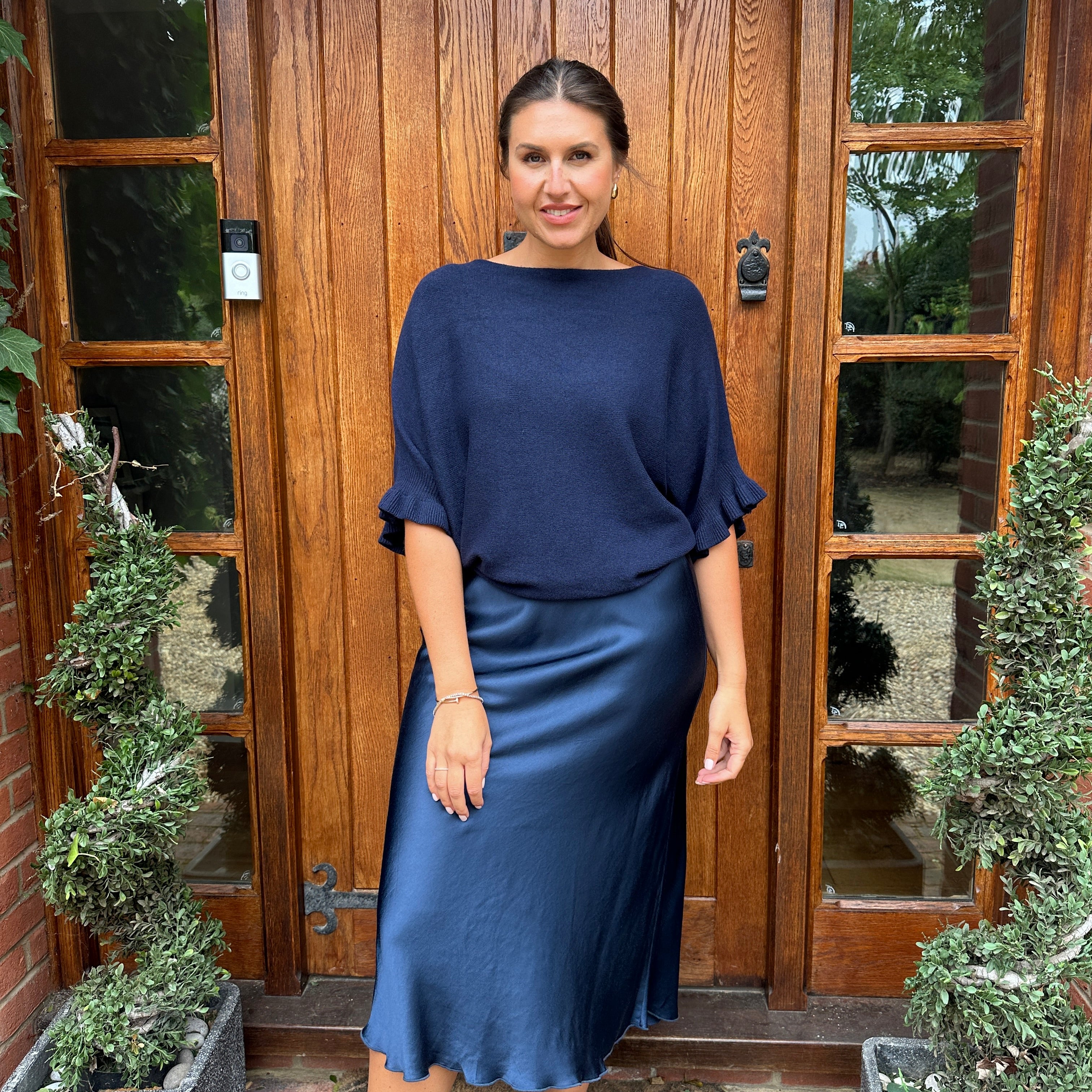 Satin midi skirt