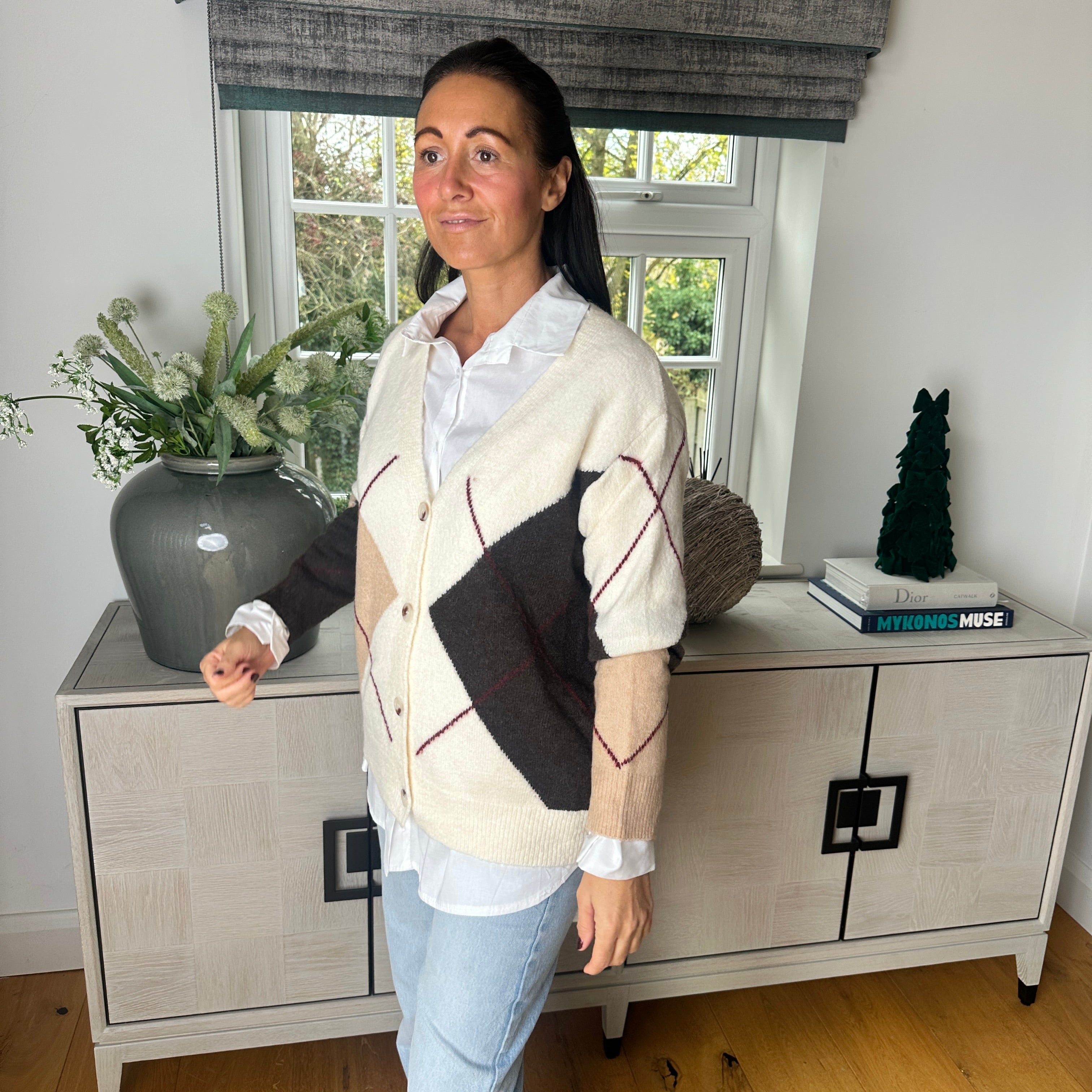 Daisy Argyle Knit Cardigan