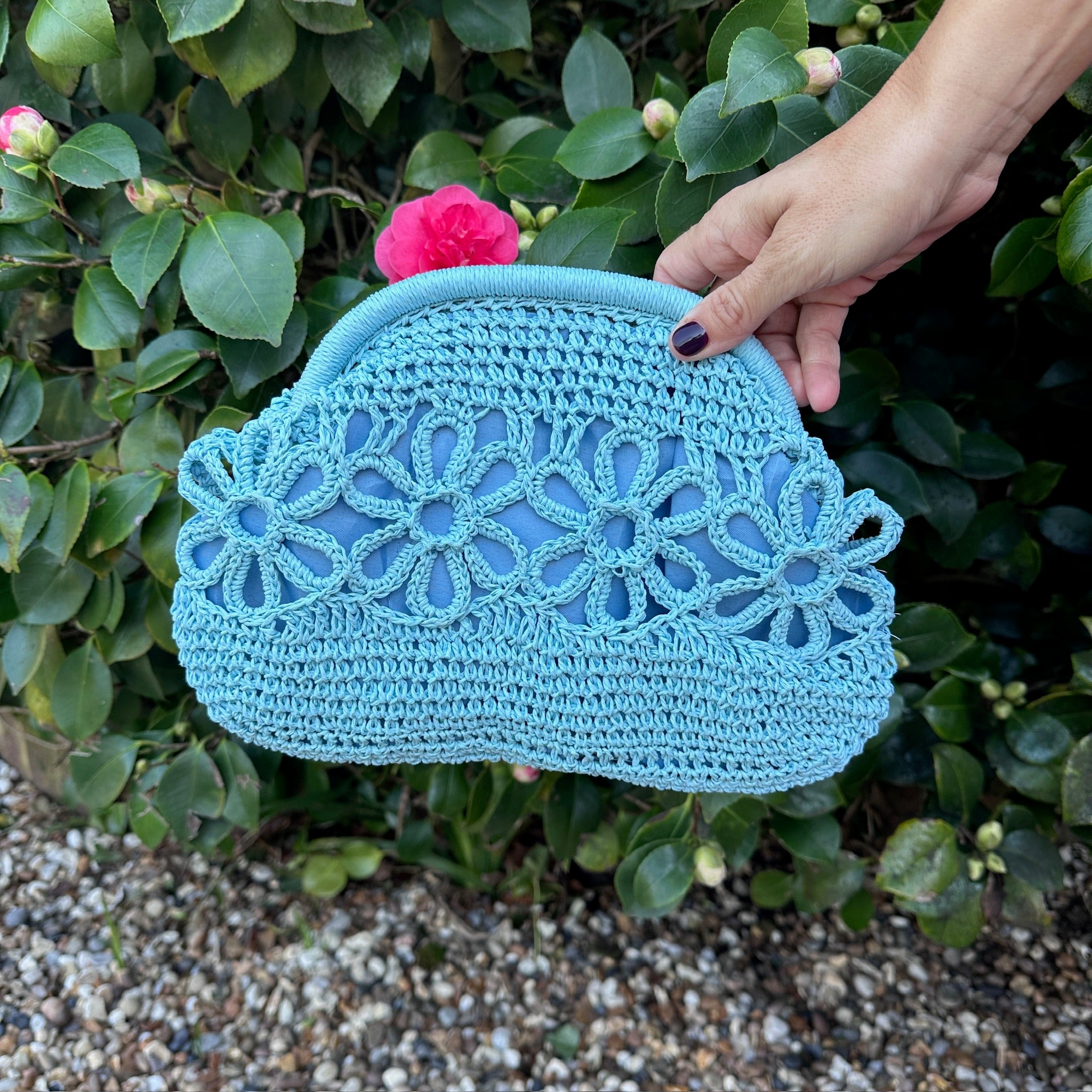 Flower Raffia Clutch - Blush Boutique Essex