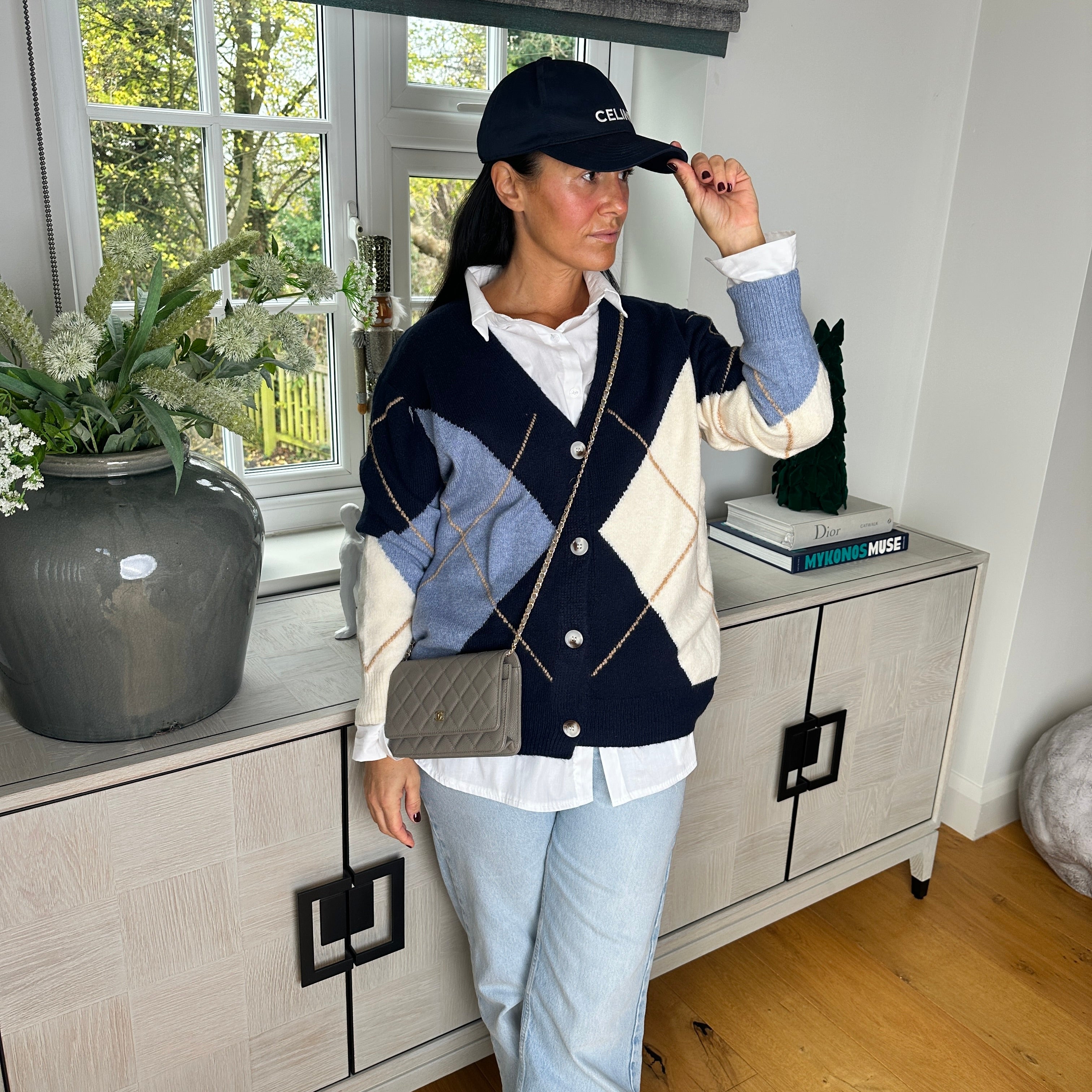 Daisy Argyle Knit Cardigan