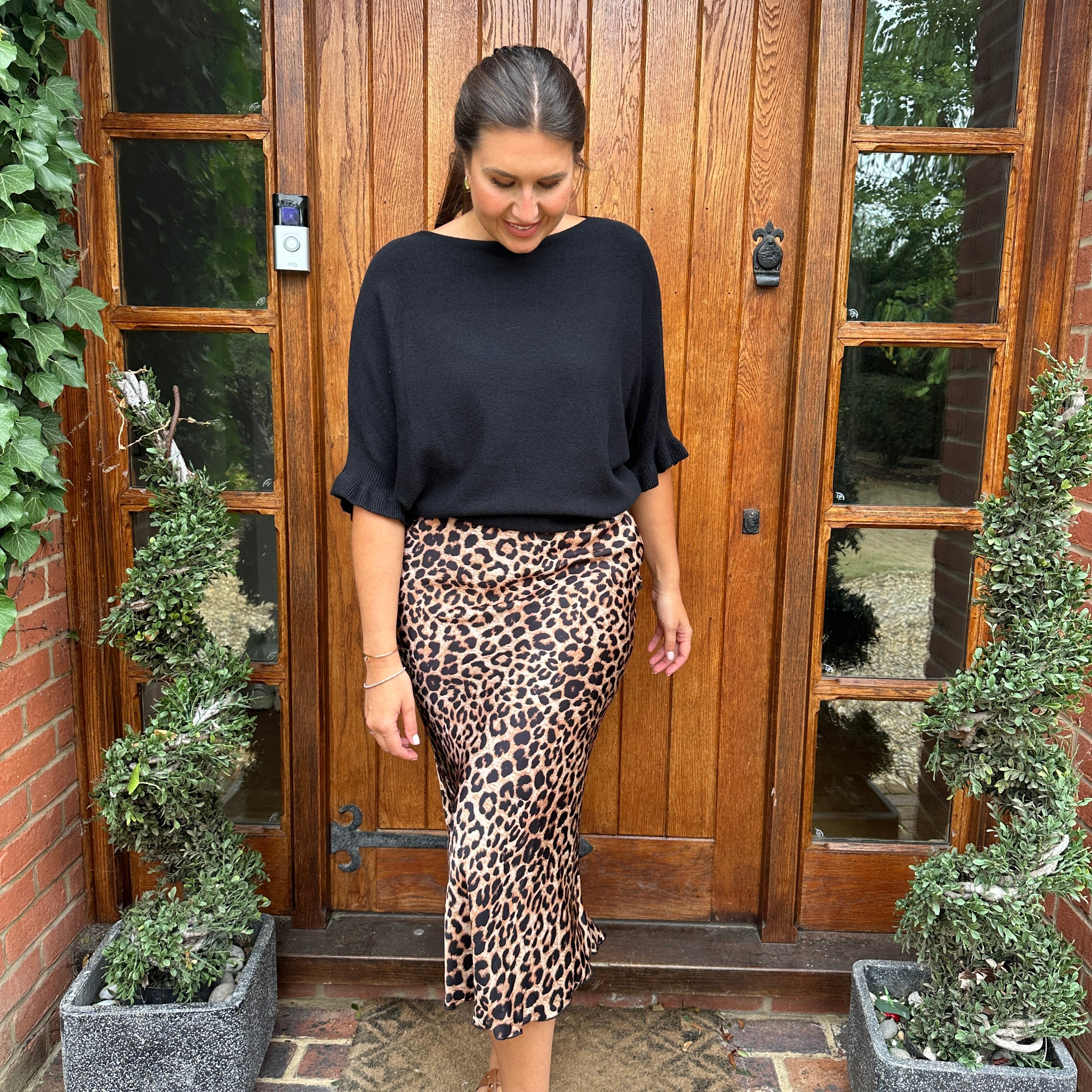 Satin midi skirt
