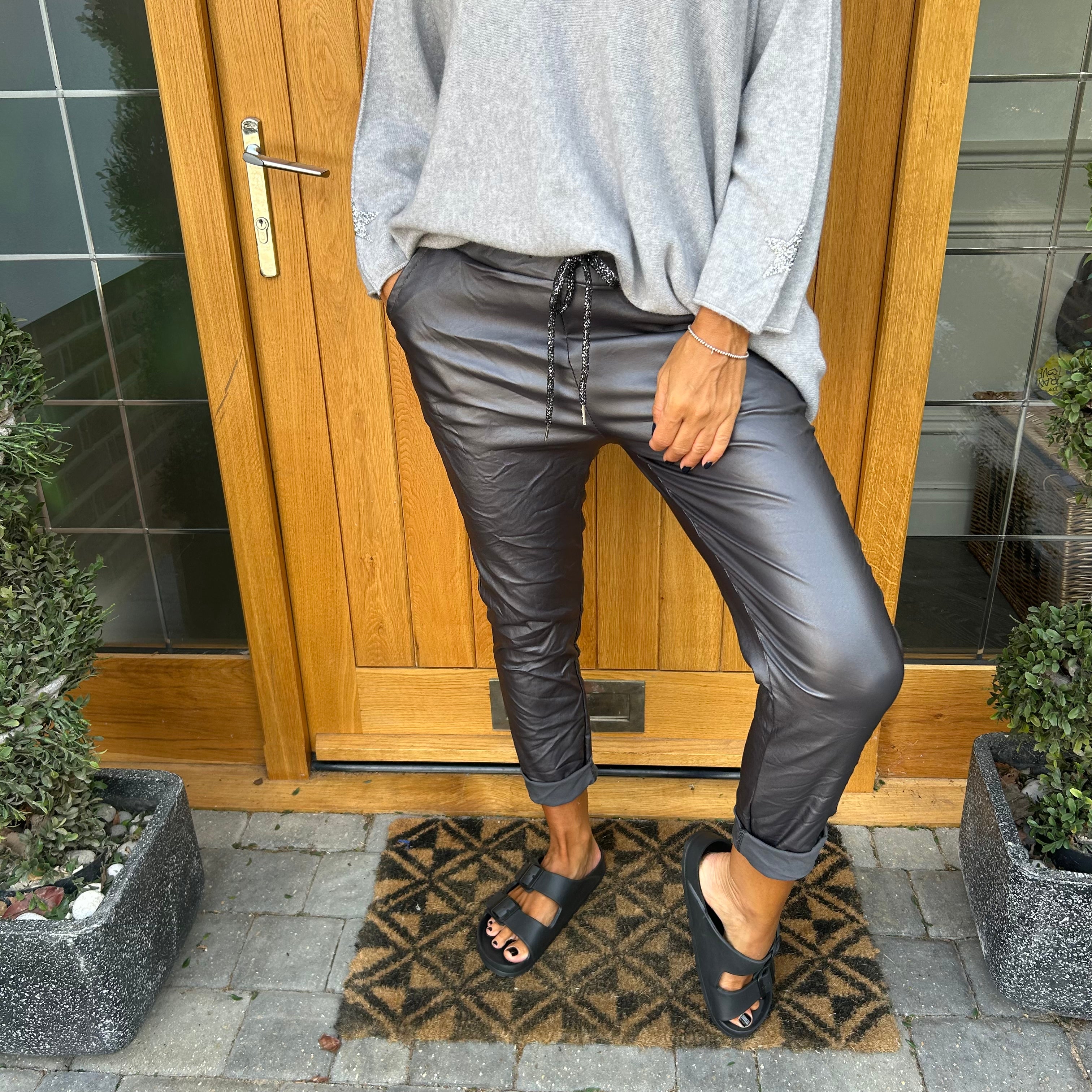 Carli Faux Leather Magic Trousers - Blush Boutique Essex