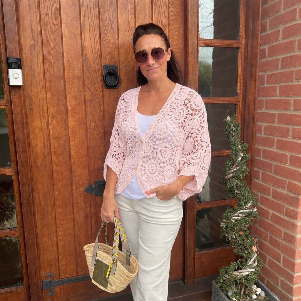 Roxy Crochet Cardigan - Blush Boutique Essex