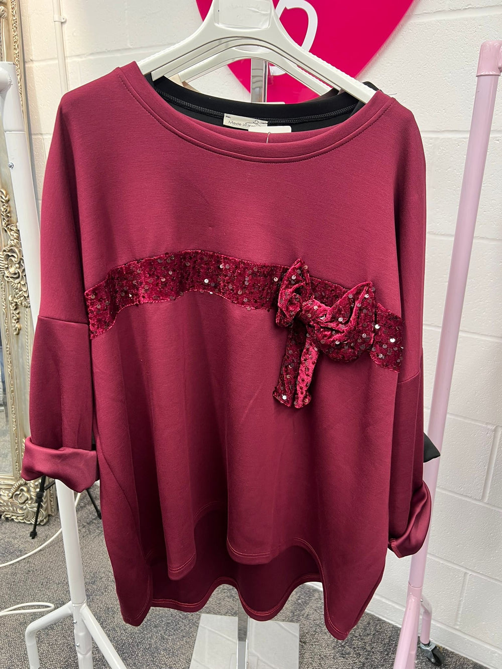 Neve Bow Sweatshirt - Blush Boutique Essex