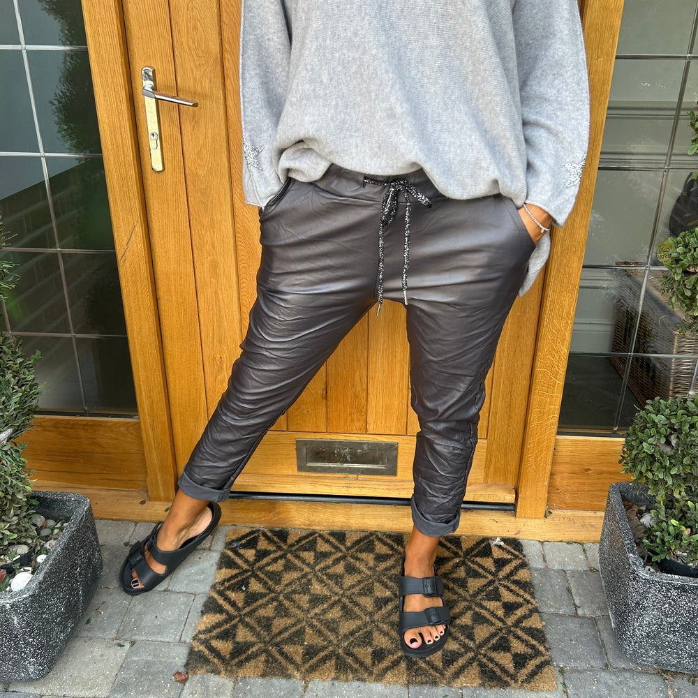 Carli Faux Leather Magic Trousers - Blush Boutique Essex