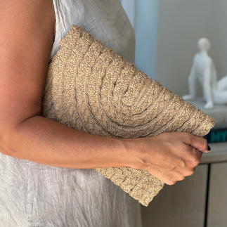 Roman Raffia Clutch